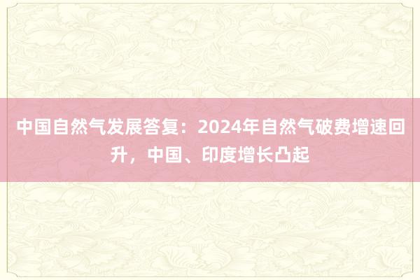 中国自然气发展答复：2024年自然气破费增速回升，中国、印度增长凸起